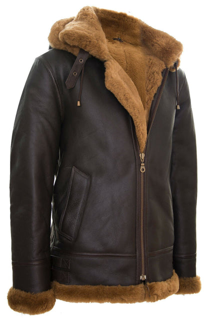 Mens B3 Hooded Sheepskin Flying Jacket-Harwich