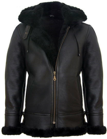 Mens B3 Hooded Sheepskin Flying Jacket-Harwich