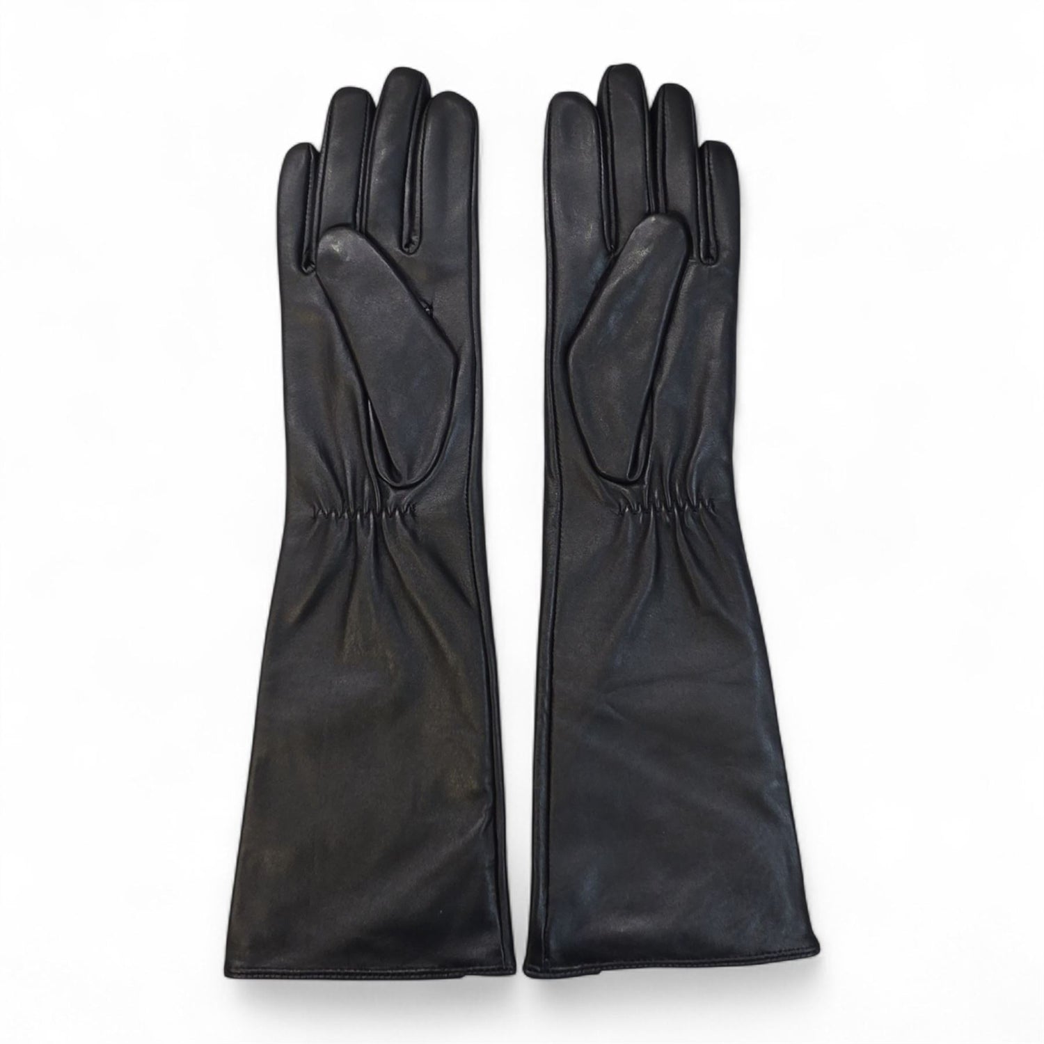 Womens Long Italian Leather Winter Soft Wool Lining Gloves