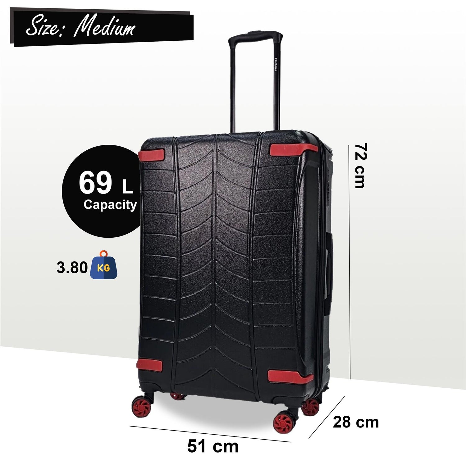 Bynum Medium Hard Shell Suitcase in Black