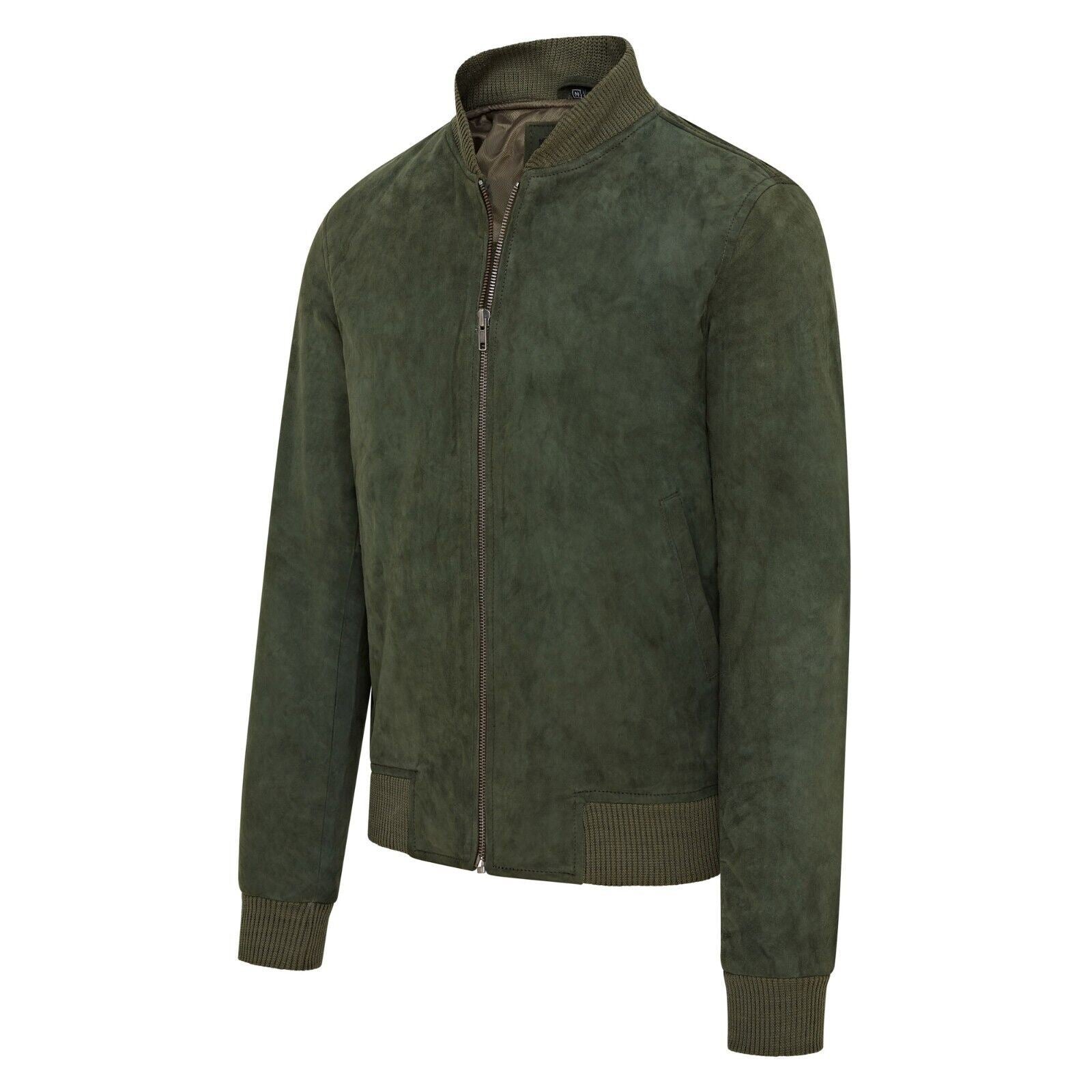 Mens Soft Goat Suede MA-1 Varsity Bomber Jacket  - Uxbridge