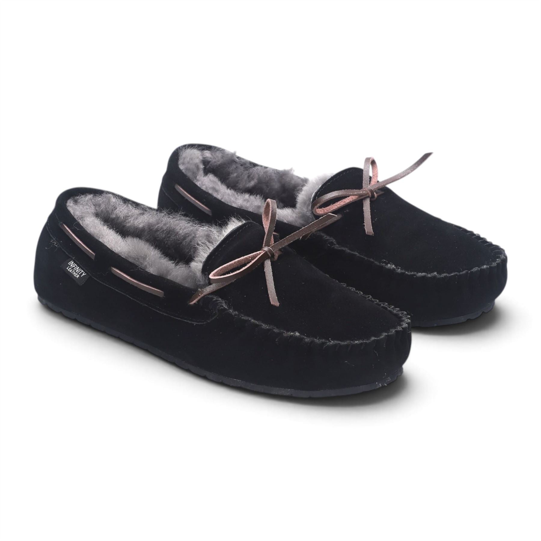 Men’s Black Genuine Sheepskin Moccasin Winter Slippers - Flint