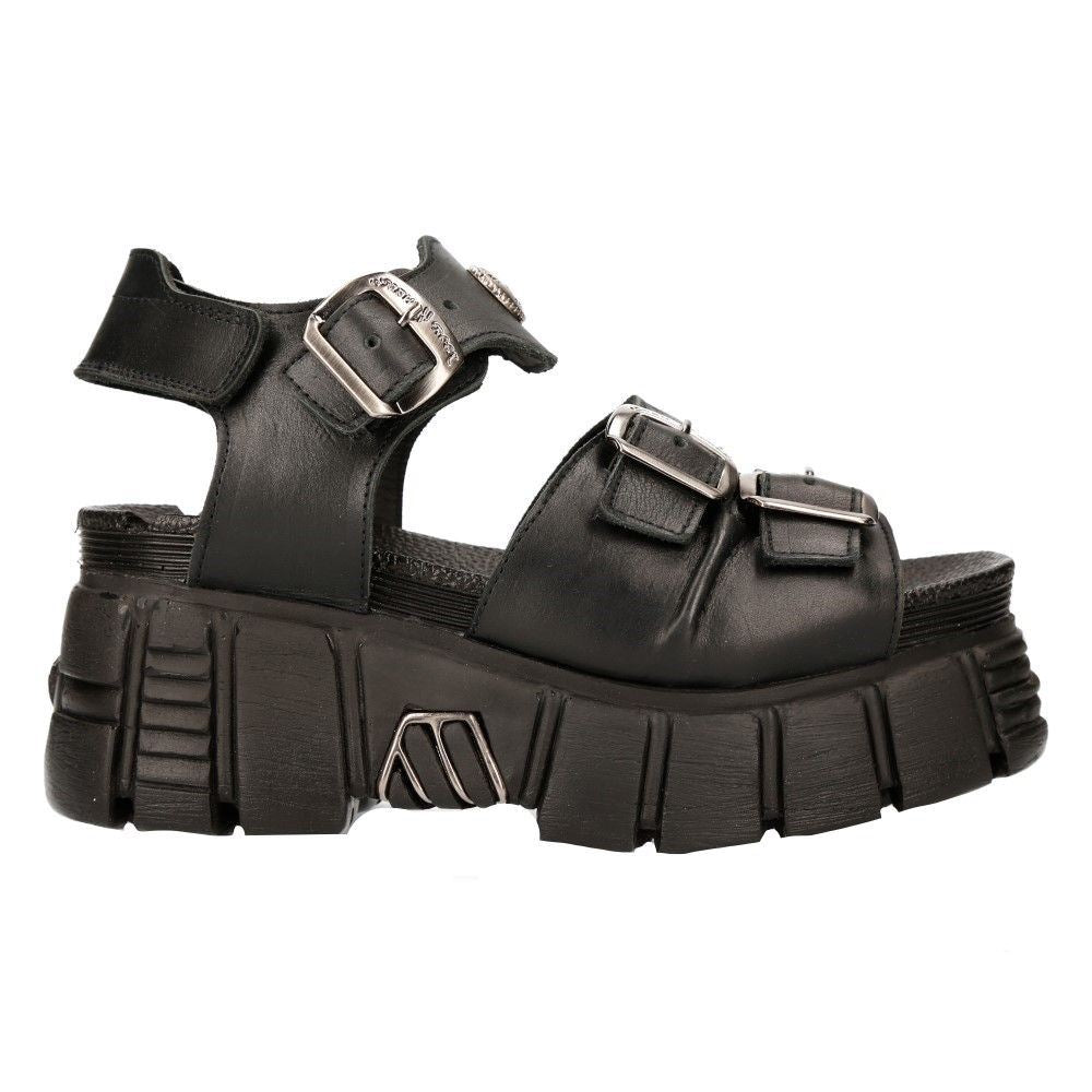 New Rock Unisex Metallic Black Punk Sandal Boots- M-BIOS101-C2 - Upperclass Fashions 