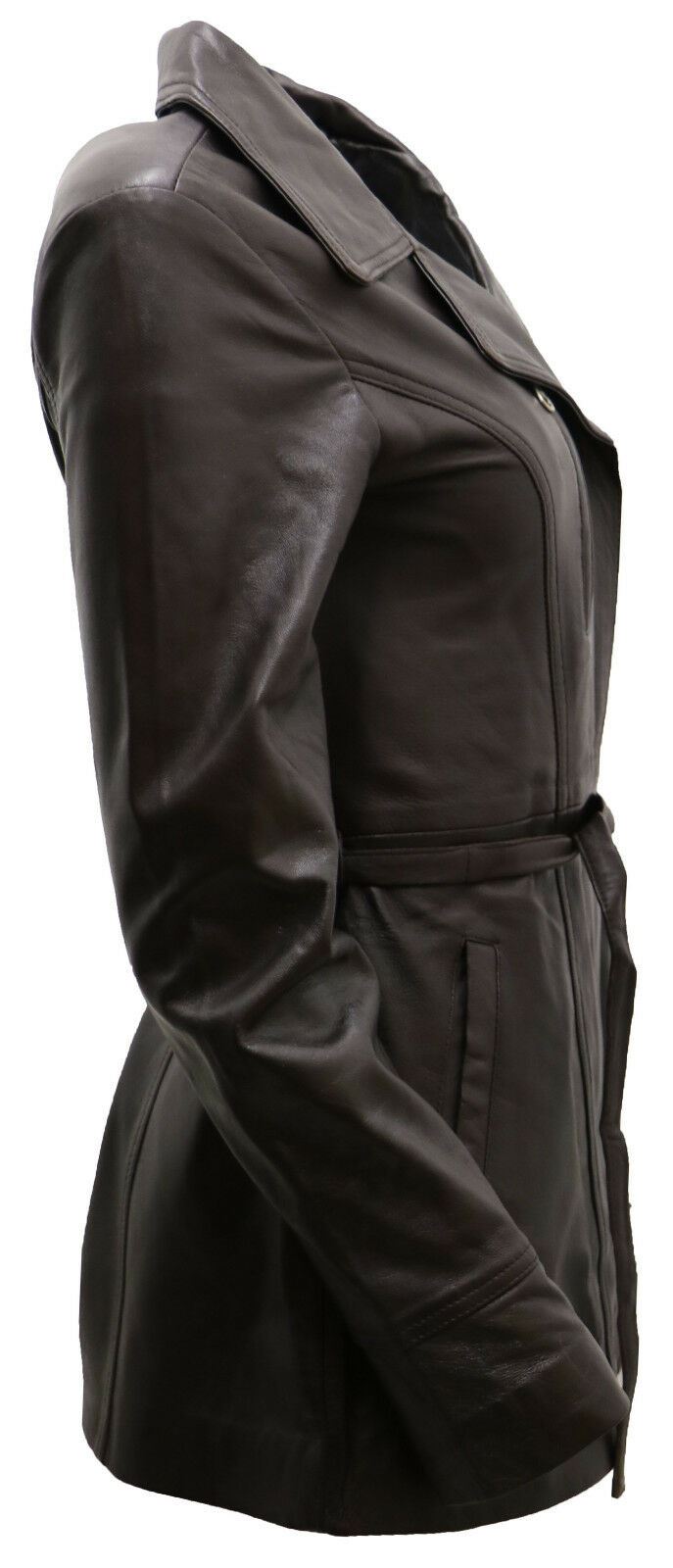 Womens Md Length Leather Biker Jacket-Okehampton
