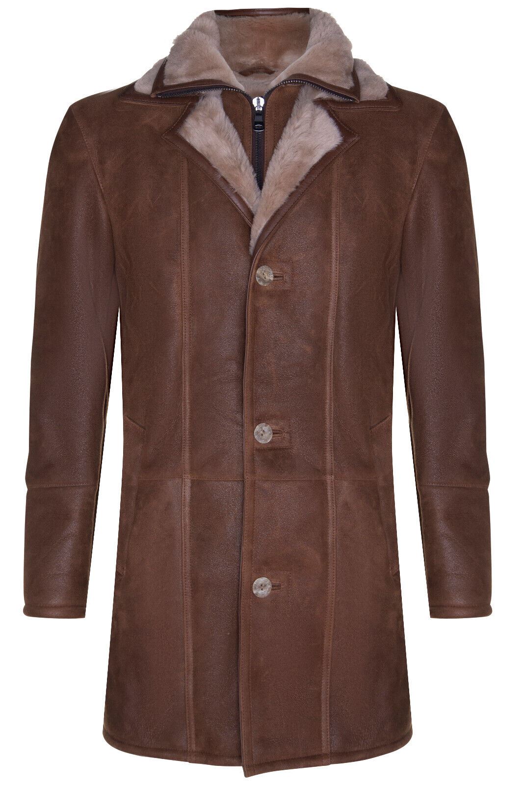 Mens Warm Sheepskin Leather Overcoat-Ilford