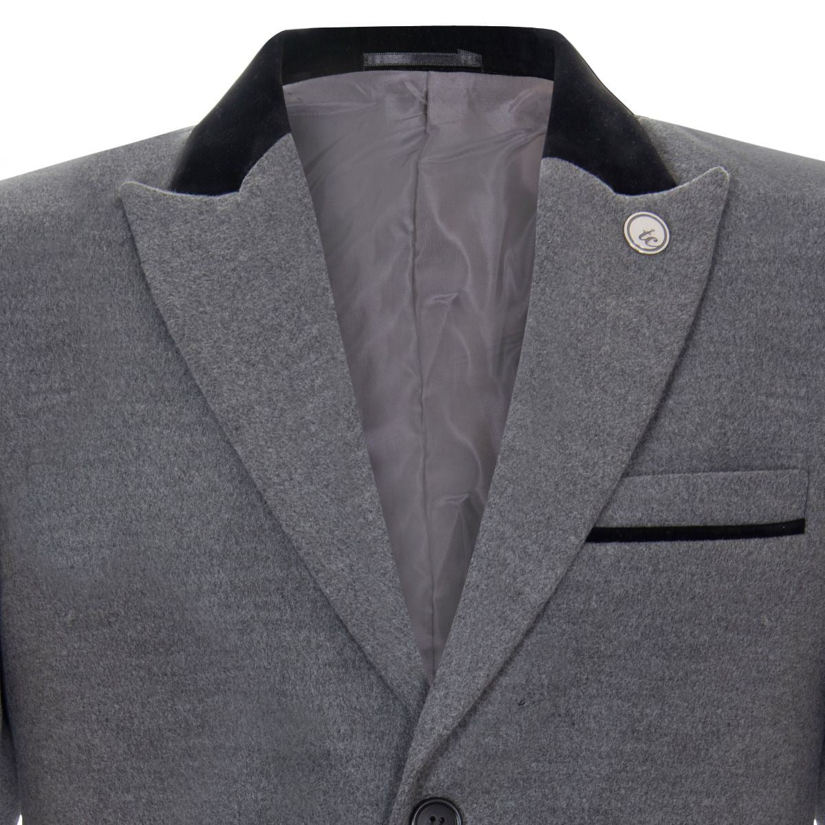 Mens 3/4 Grey Long Crombie Overcoat Jacket Herringbone Tweed Coat Peaky Blinder - Upperclass Fashions 