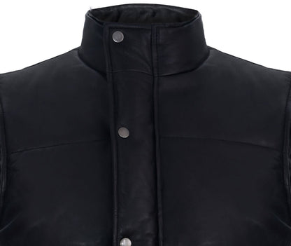 Mens Classic Leather Puffer Waistcoat-Gateshead