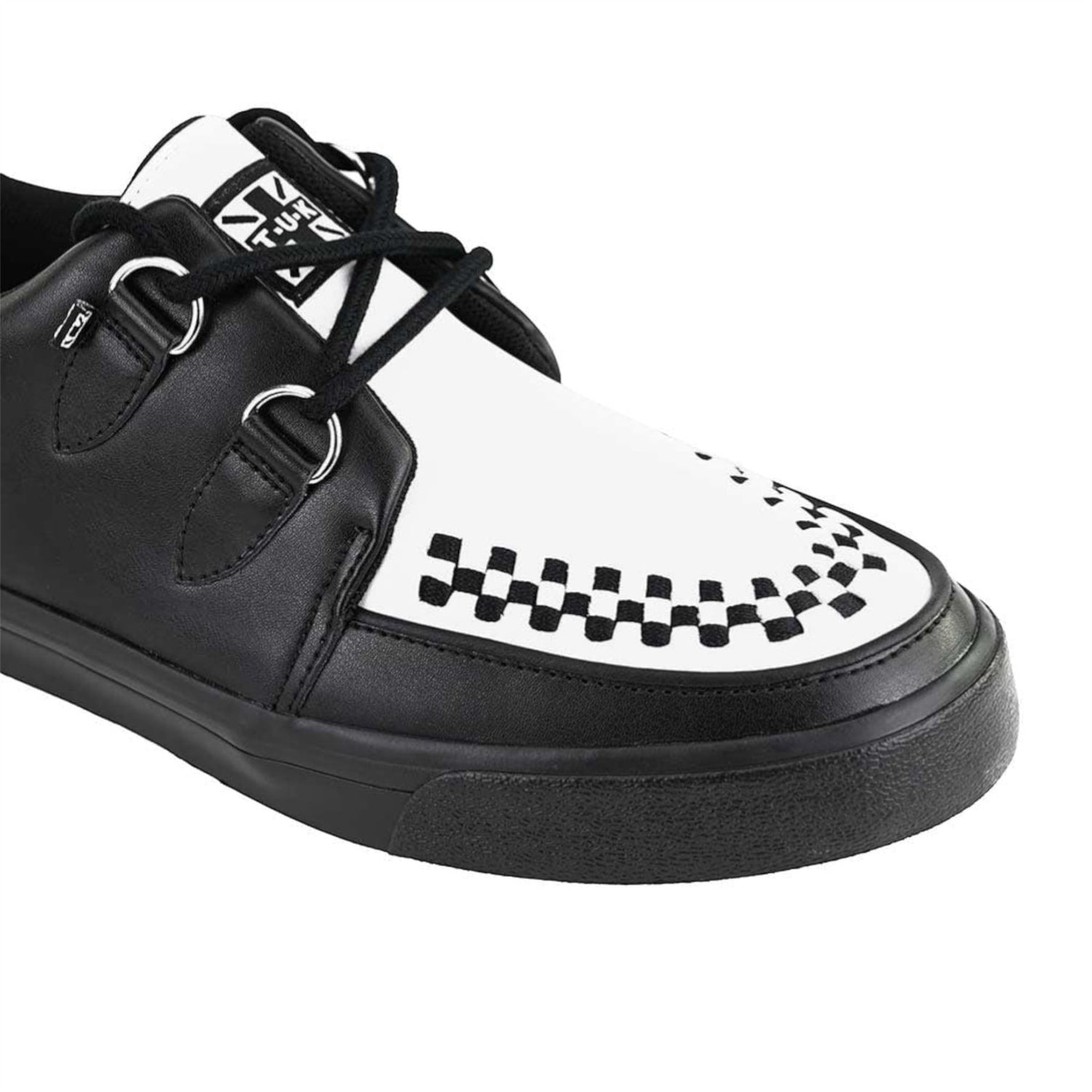 TUK Pointed Creeper Sneaker Black White Leather Platform Shoes - A9180