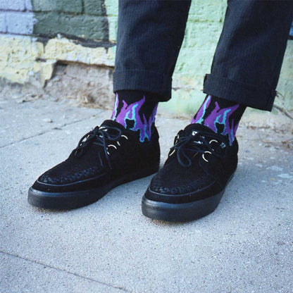 TUK Pointed Creeper Sneaker Black Suede Platform Shoes - A9178