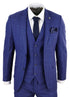 Mens 3 Piece Royal Blue Check Vintage Retro Suit - Upperclass Fashions 