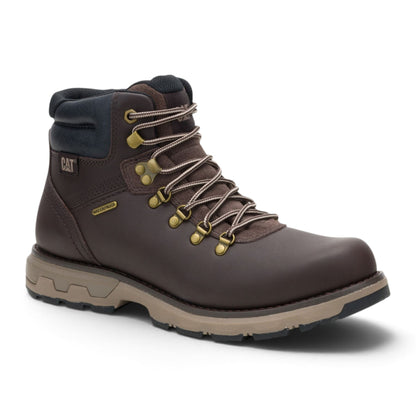 Caterpillar (CAT) Mens Dark Brown Leather Waterproof Lace Up Boots - Pursue Hiker