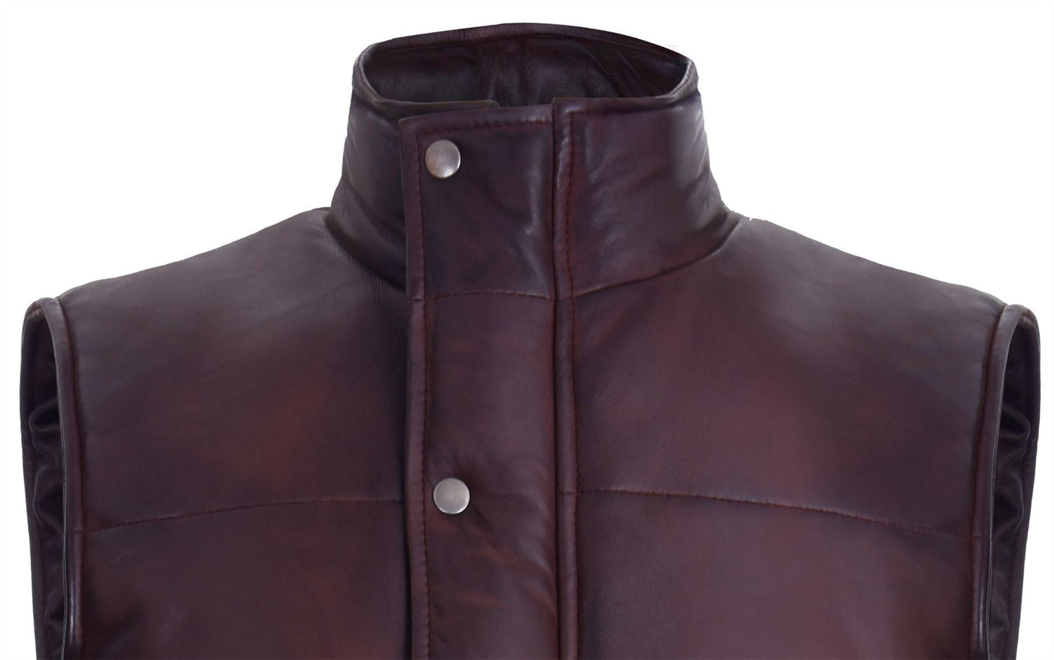 Mens Classic Leather Puffer Waistcoat-Gateshead