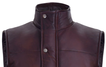 Mens Classic Leather Puffer Waistcoat-Gateshead