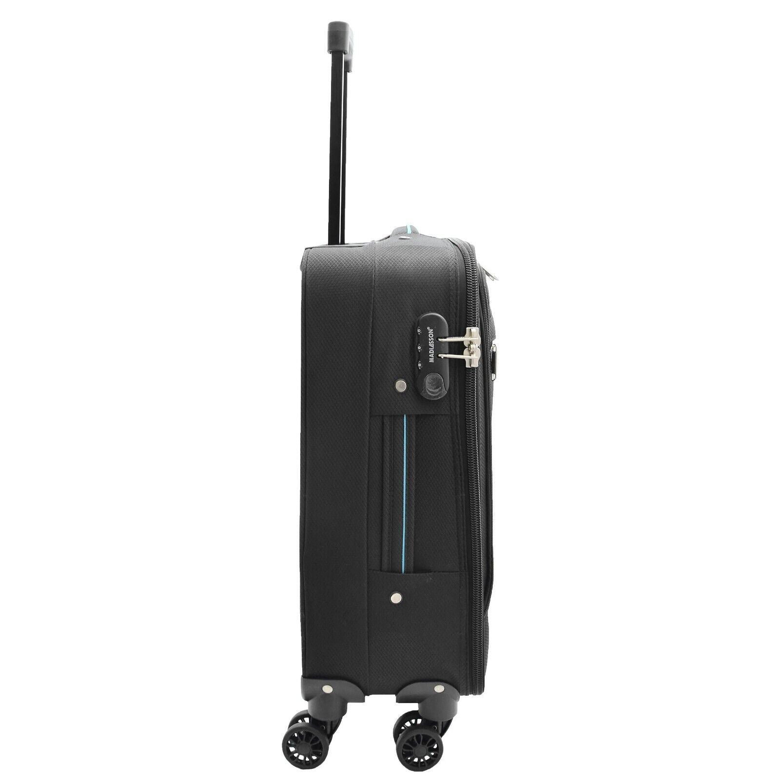 Black Lightweight Soft Suitcases 4 Wheel Luggage Travel Expandable