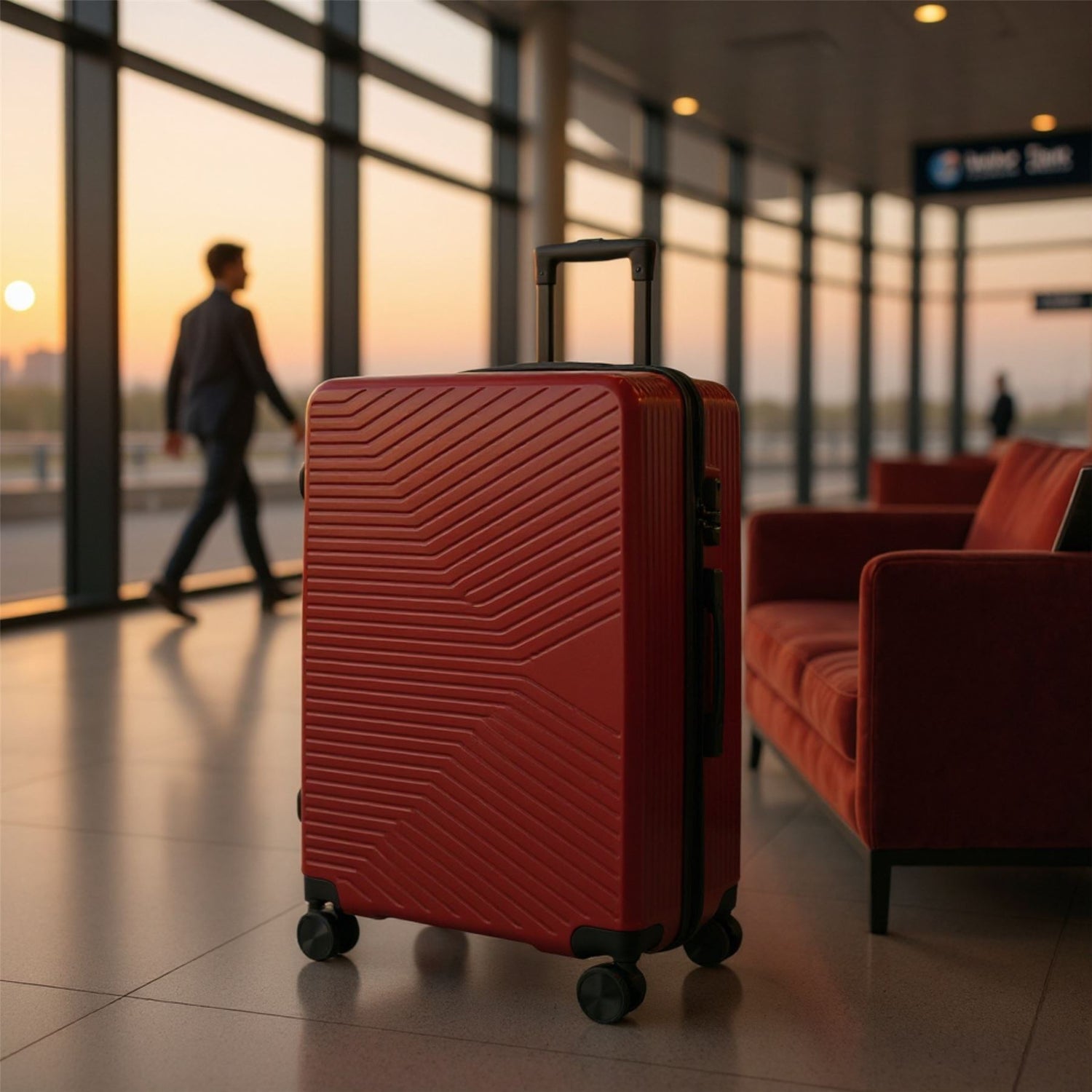 Junee Large Hard Shell Suitcase in Red