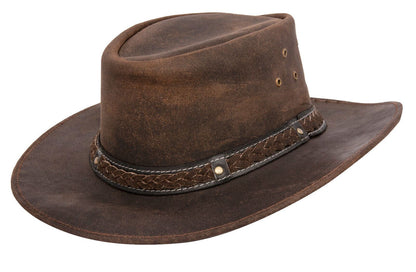 Cowboy Aussie Real Leather Hat Australian Brown Western Outback Bush Hat