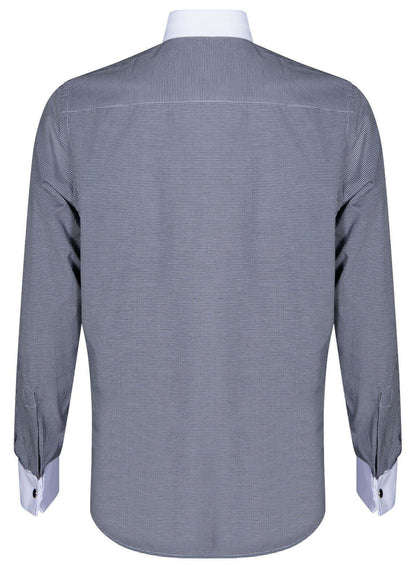 Mens Club Collar Black Shirt 1920s Peaky Blinders With Bar Poplin Pin Smart