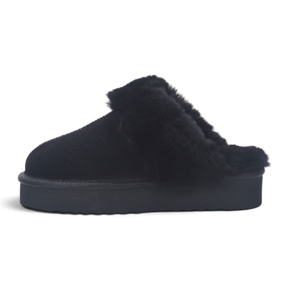 Womens Genuine Sheepskin Fur Mule Winter Slippers