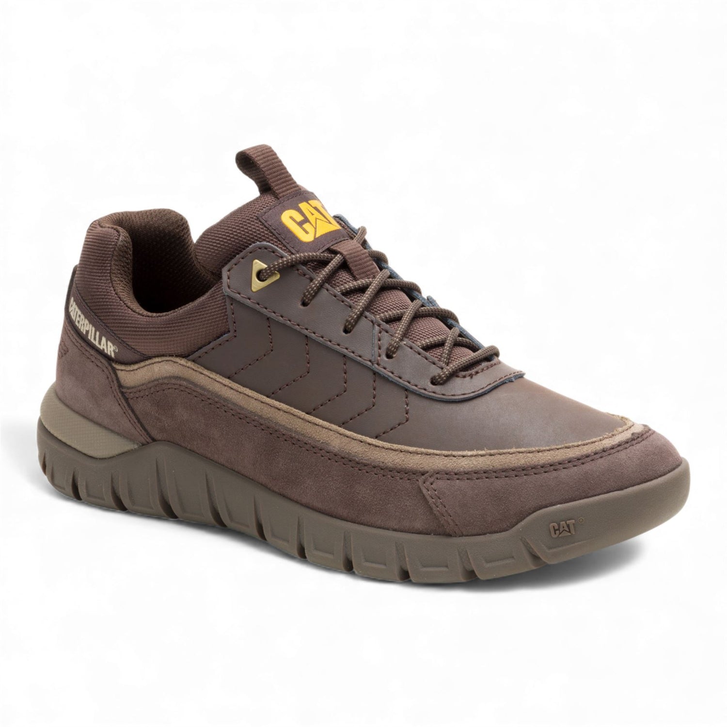 CAT Caterpillar Mens Brown Leather Hiking Boots Walking Trainers - Versage Lo