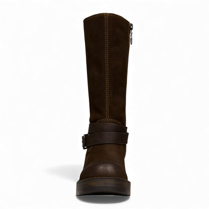 Windsorsmith Womens Brownie Suede Leather Mid-Calf High Western Riding Boots - Gotcha