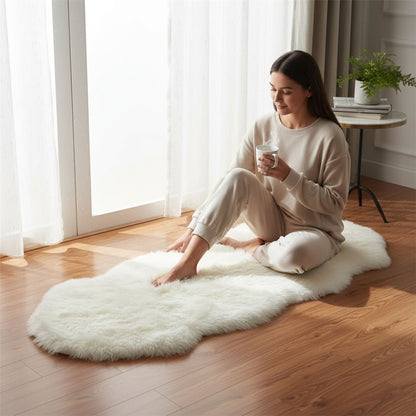 Genuine Sheepskin Double Natural Fluffy Silky Soft Real Wool Rug