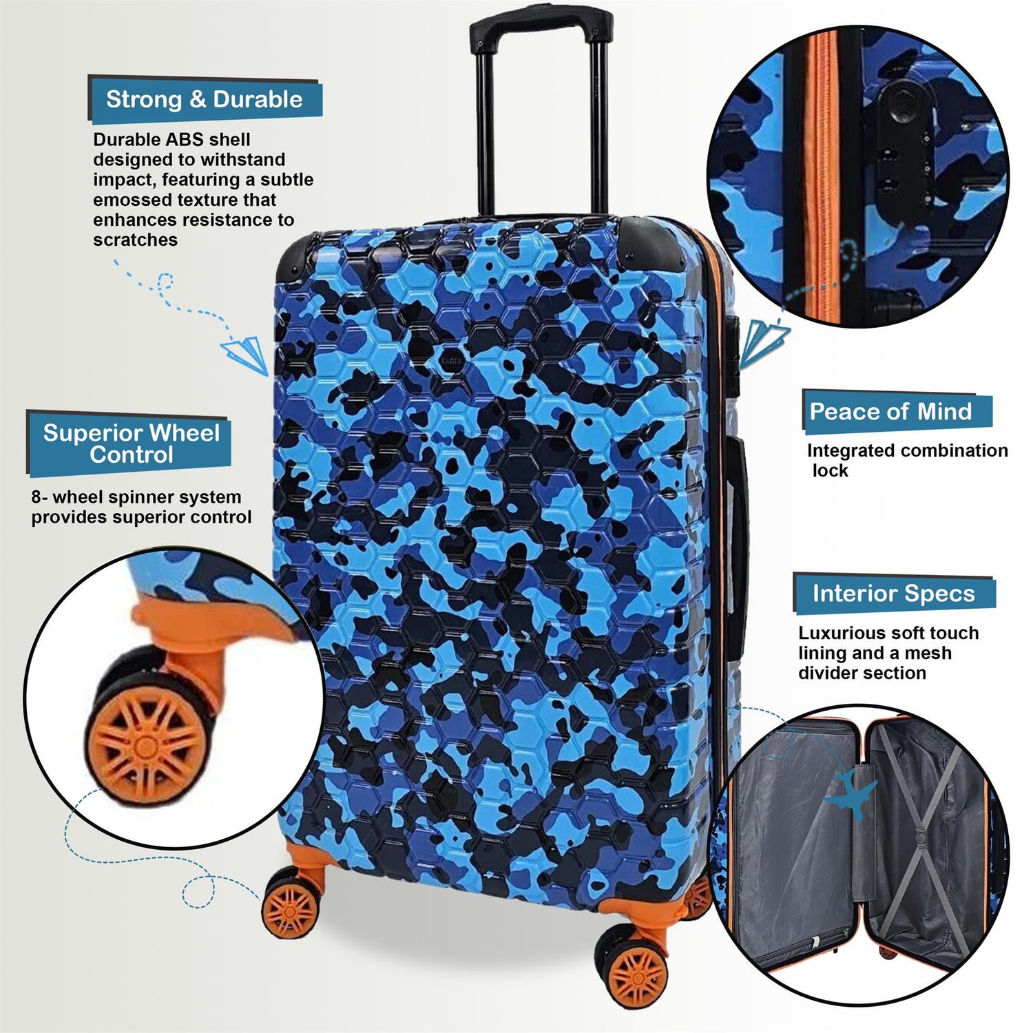 Brantley Extra Large Hard Shell Suitcase in Blue