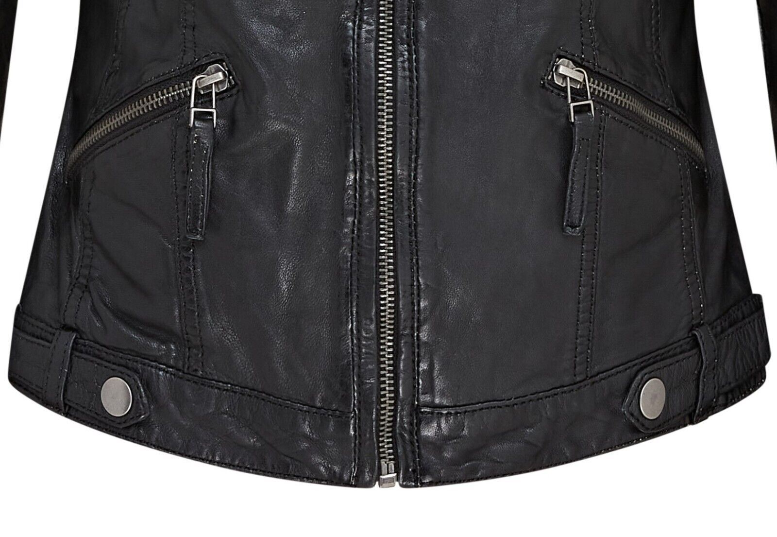 Womens Hooded Classic Biker Jacket - Wareham