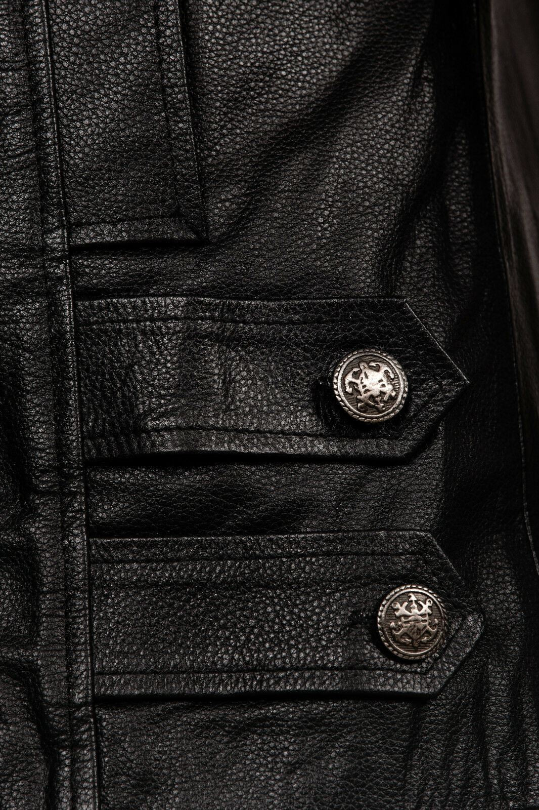 Mens Black Leather CowHide Overcoat-Enfield