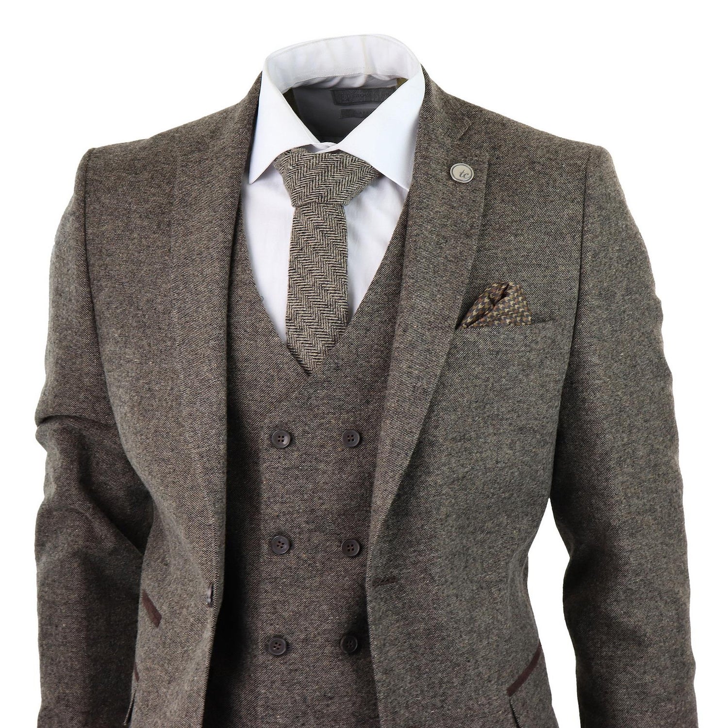 Tweed Wool Double Breasted Waistcoat Mens Double Breasted Shetland