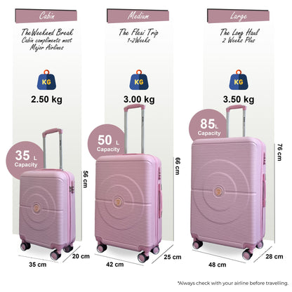 Seto Set of 3 Hard Shell Suitcase in Pink