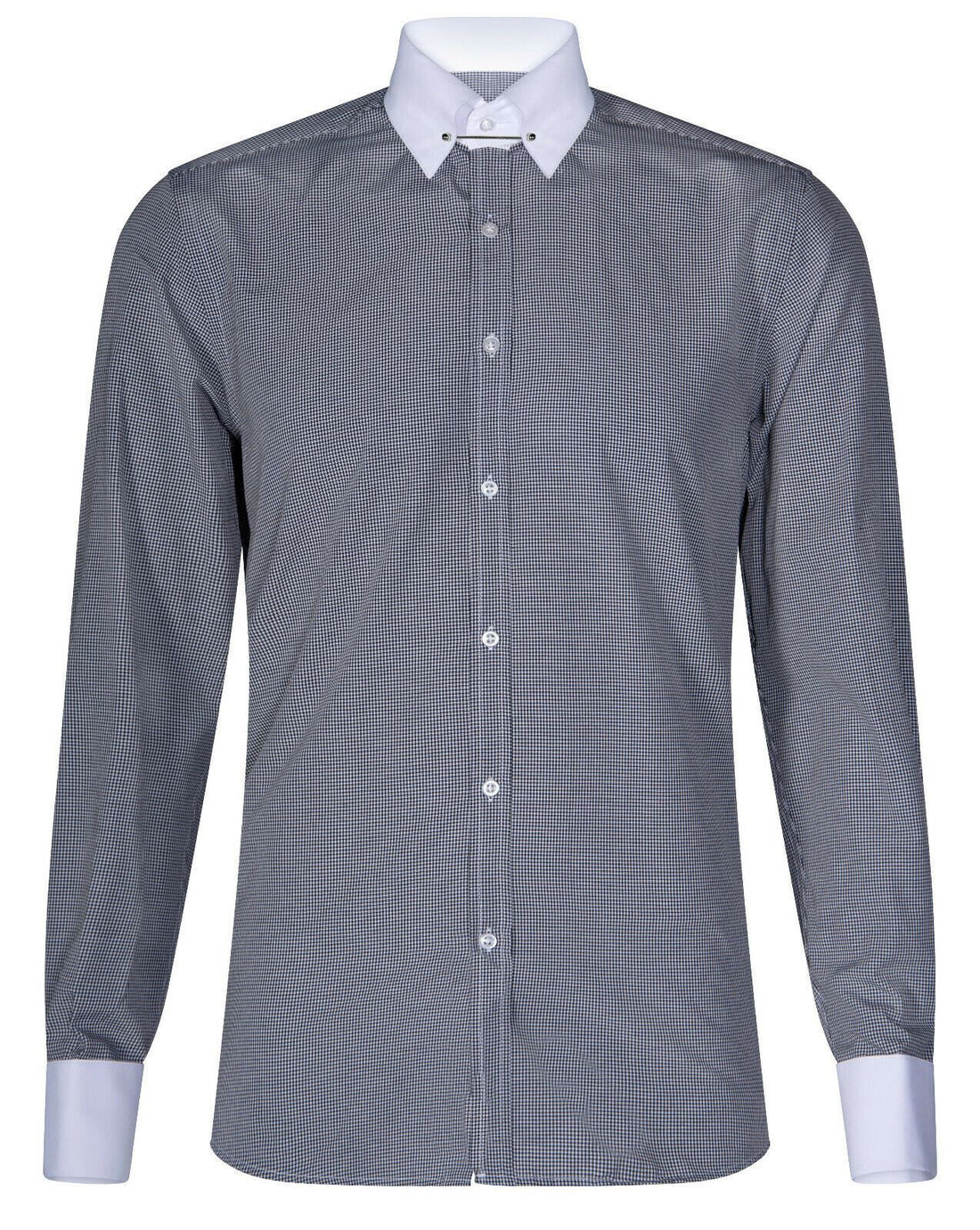 Mens Club Collar Black Shirt 1920s Peaky Blinders With Bar Poplin Pin Smart