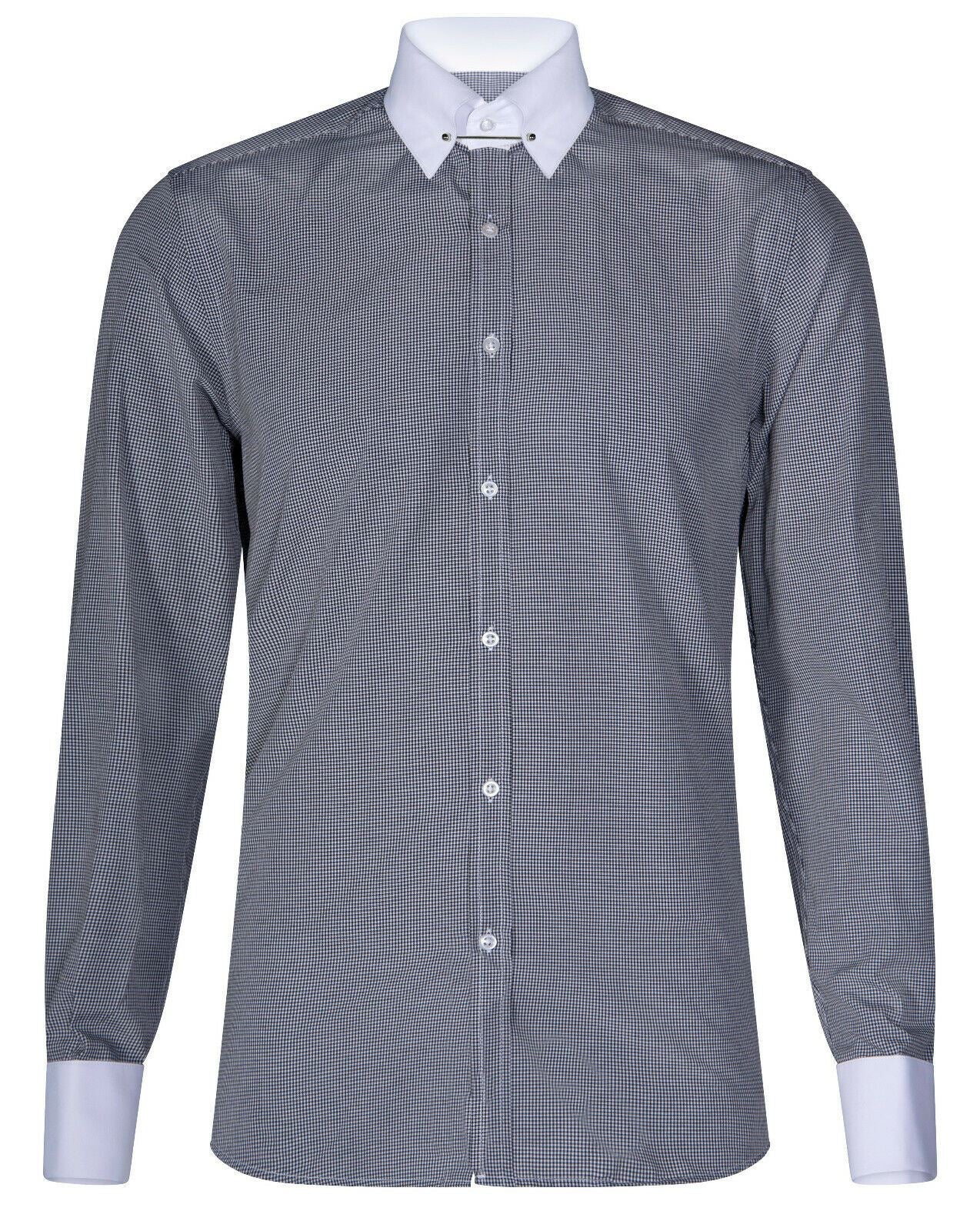 Mens Club Collar Black Shirt 1920s Peaky Blinders With Bar Poplin Pin Smart