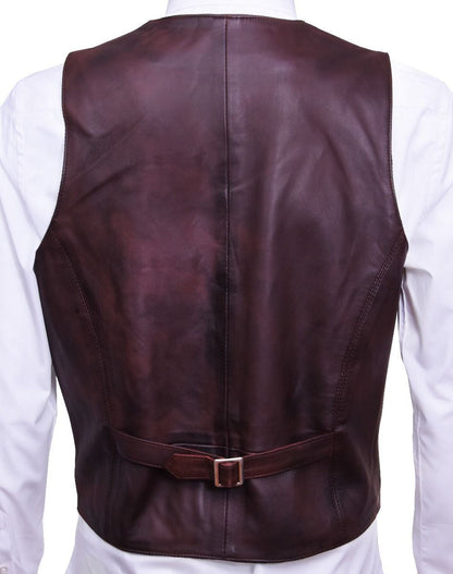 Mens Classic Leather Waistcoat-Grantham