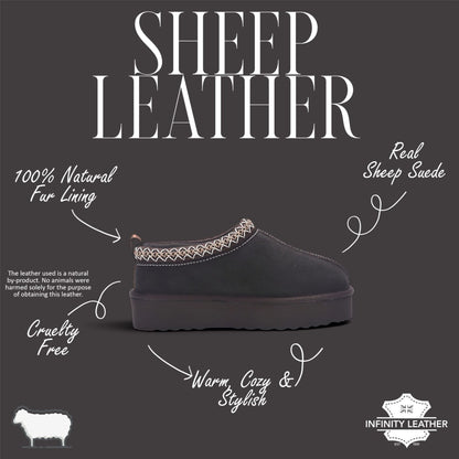 Women’s Brown Genuine Sheepskin Real Fur Winter Platform Slippers - Polar