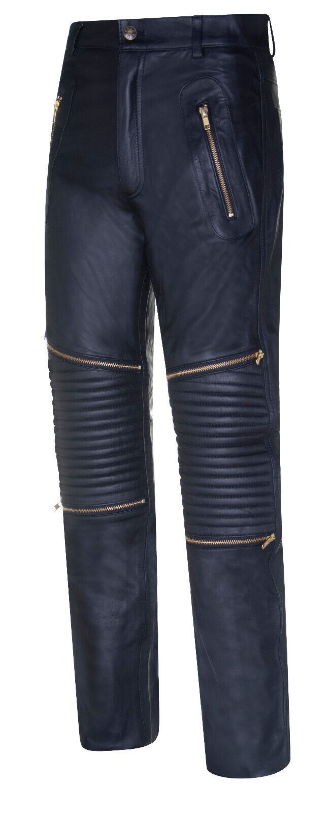 Mens Comfort Leather Zip Jeans-Harlow