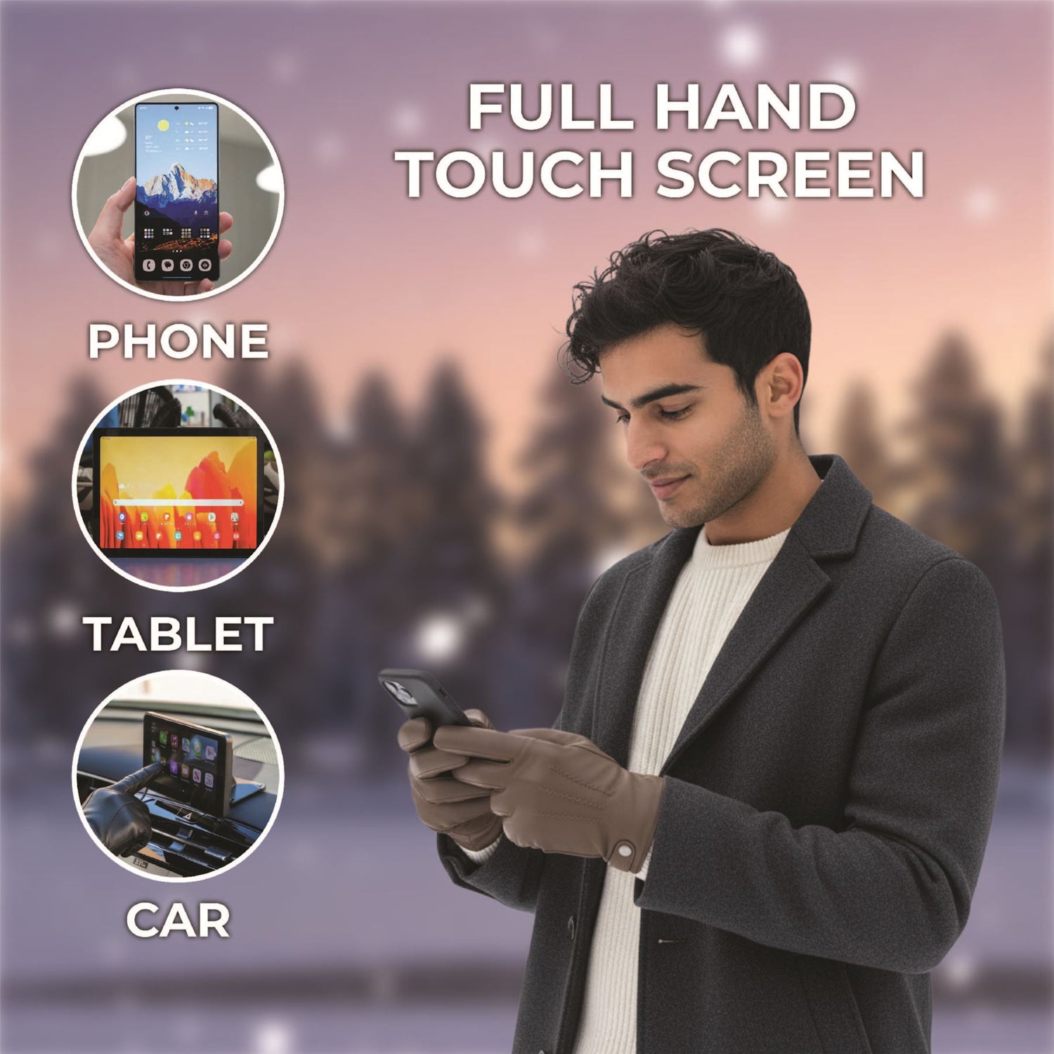 Men’s Italian Leather Warm Wool-Lined Winter Gloves - M-LGV-505