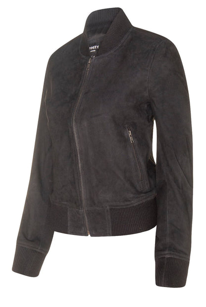 Womens Classic MA-1 Suede Bomber Jacket-Newbury - Upperclass Fashions 