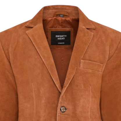 Mens Slim Goat Suede Italian Blazer Jacket-Somero