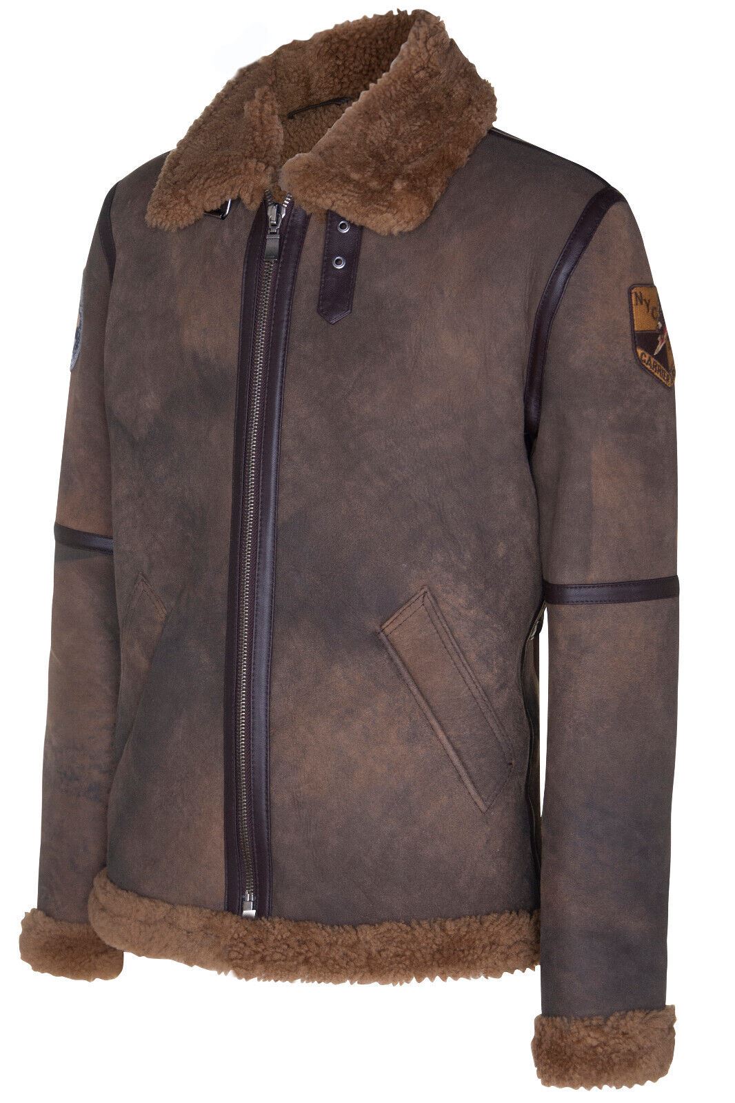 Mens B3 Sheepskin Antique Leather Jacket-Hemsworth