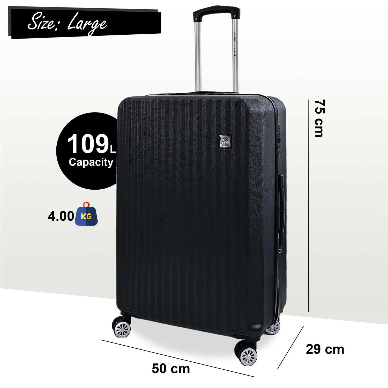 Albertville Large Hard Shell Suitcase in Black