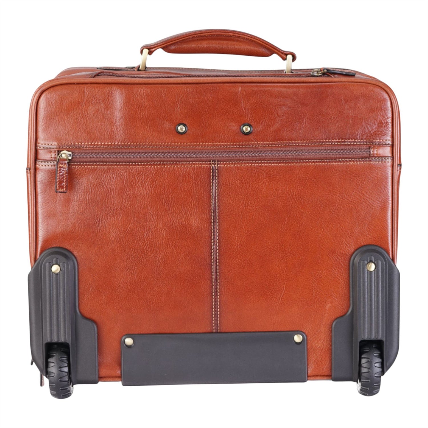 Genuine Leather Tan Wheel Laptop Briefcase Travel Cabin Pilot Bag - Nomad
