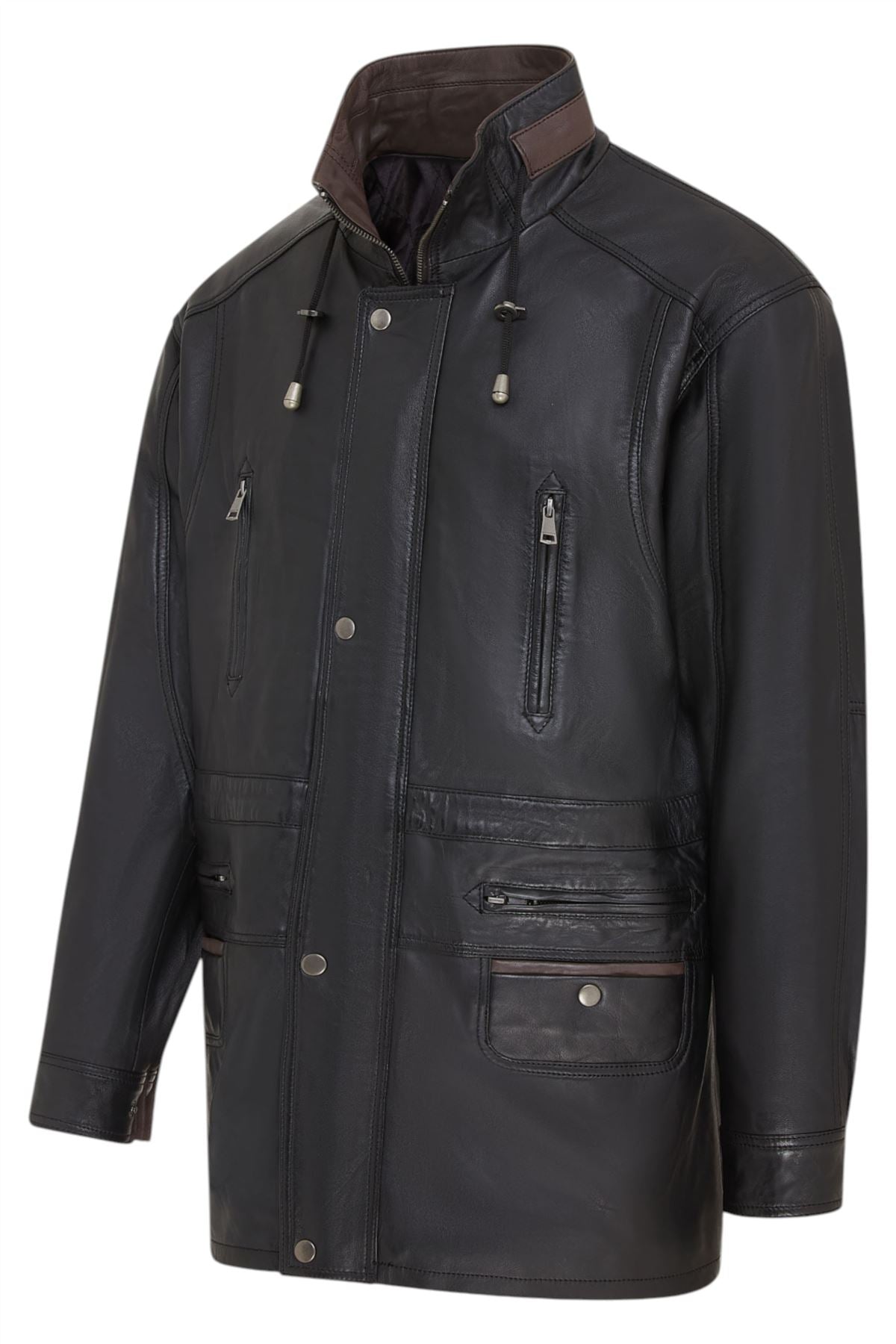 Mens Soft Italian Leather Parka Coat-Winnipeg