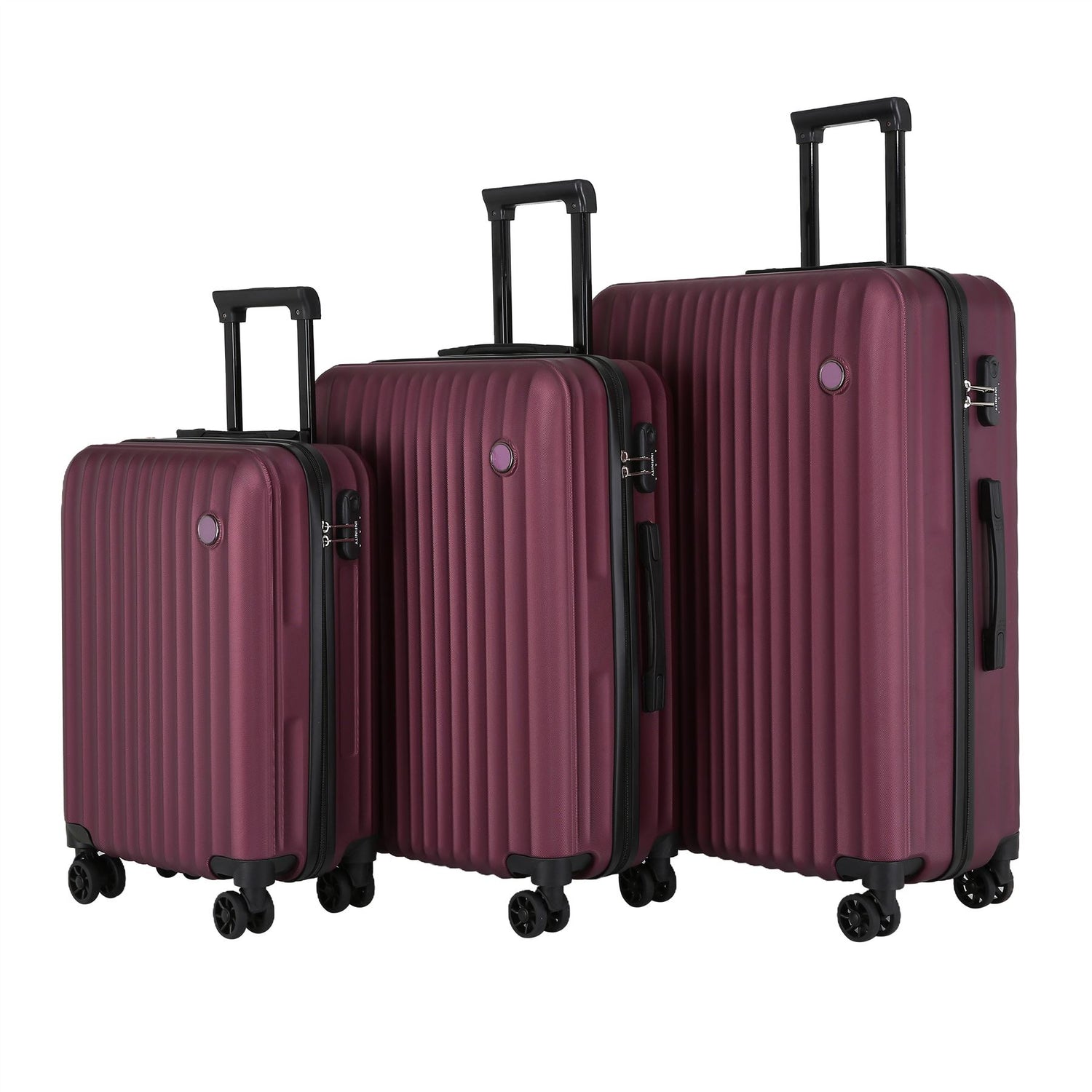 Edmonton Set of 3 Hard Shell Suitcase in Burgundy