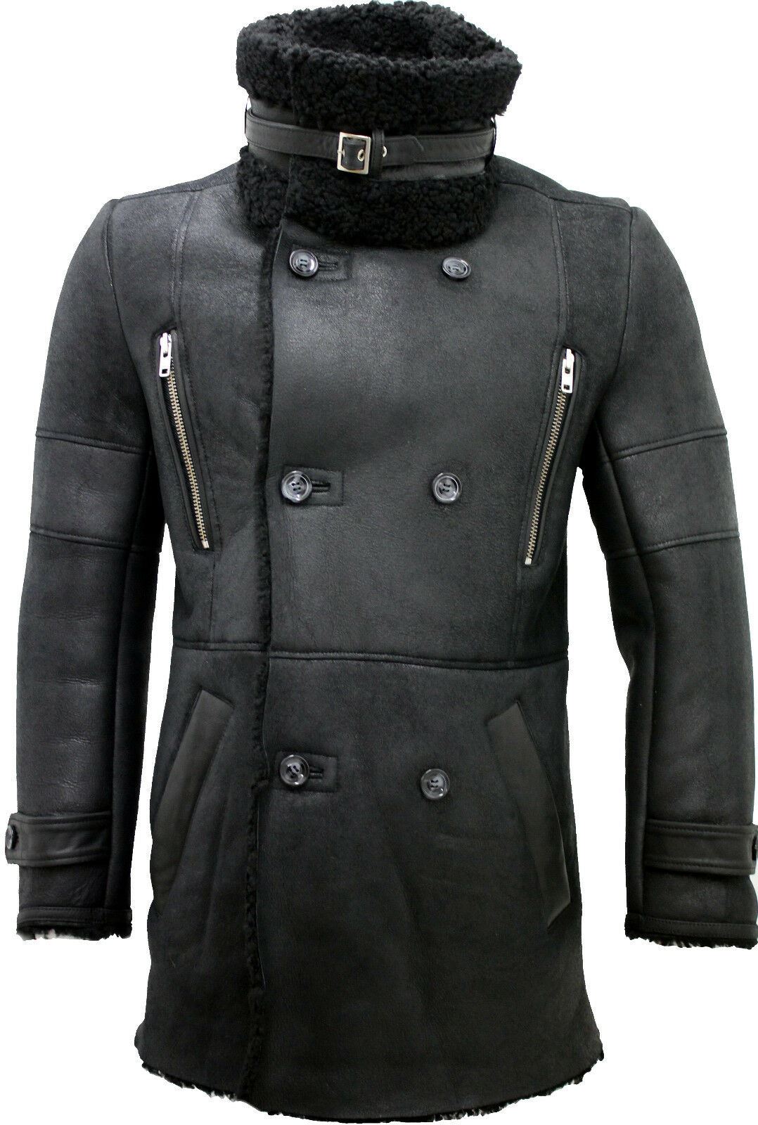 Mens Warm Sheepskin Leather Reefer Coat-Ledbury - Upperclass Fashions 