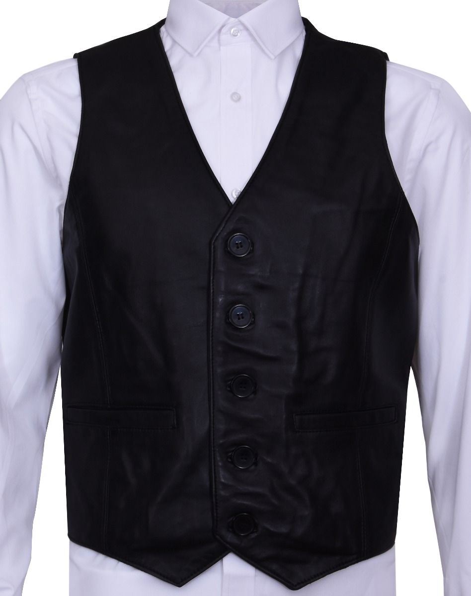 Mens Classic Leather Waistcoat-Grantham