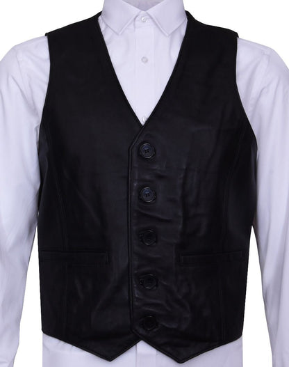 Mens Classic Leather Waistcoat-Grantham