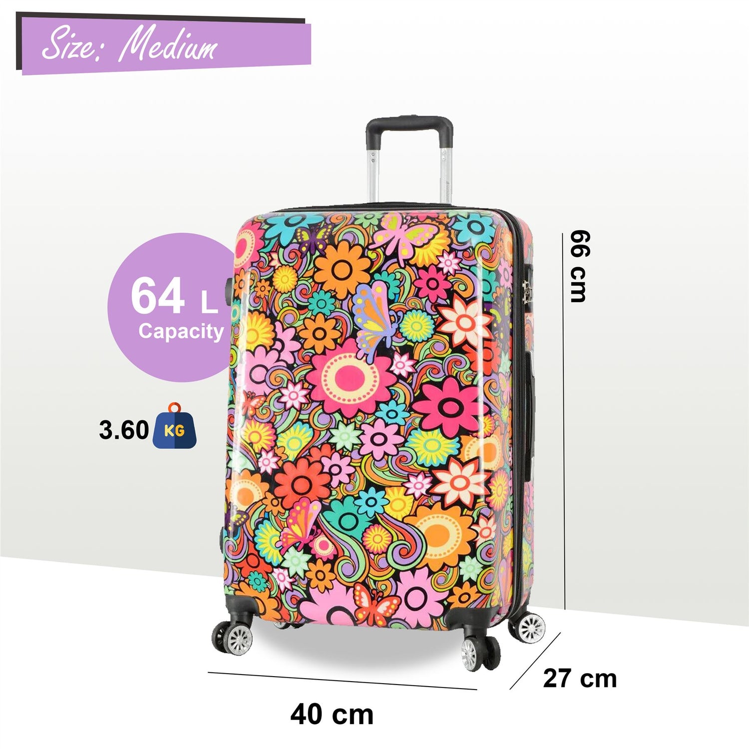 Brooks Set of 3 Hard Shell Suitcase in Flower