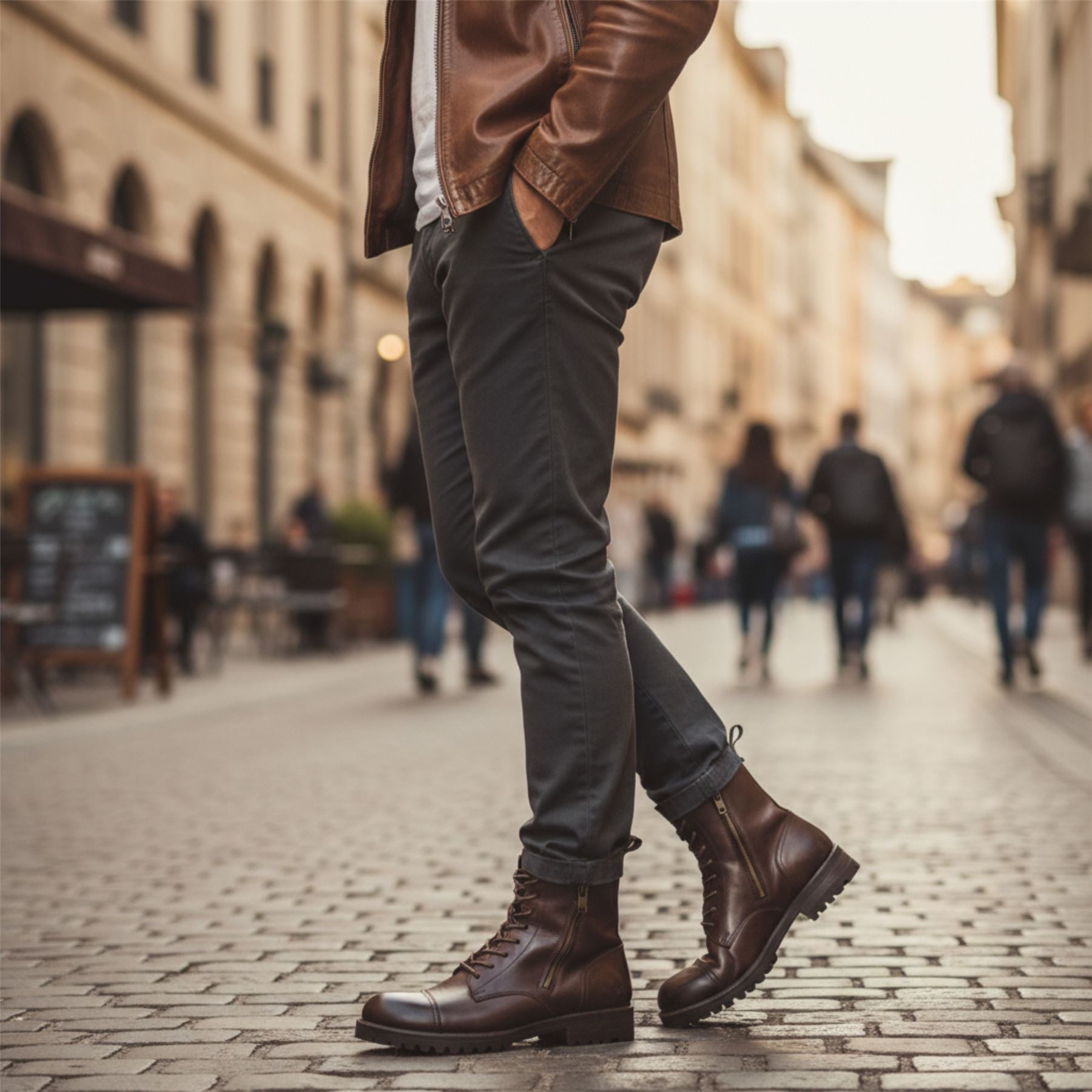 Windsorsmith Mens Marron Brown Leather Military Combat Boots - Willem