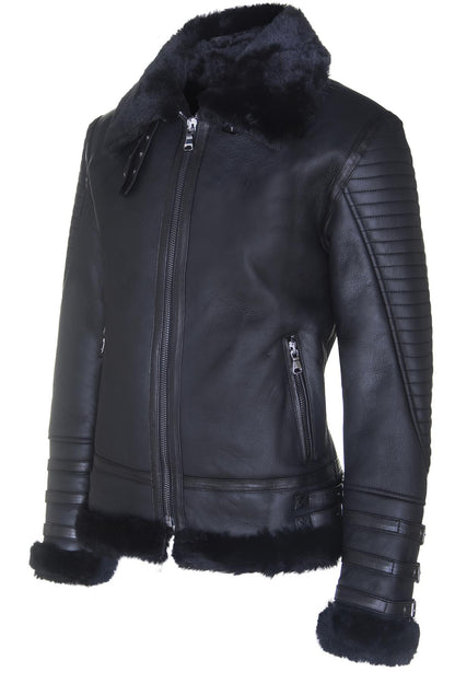 Mens Quilted Sheepskin Bomber Jacket-Horley