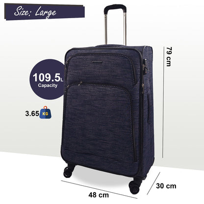Ashville Large Soft Shell Suitcase in Lines